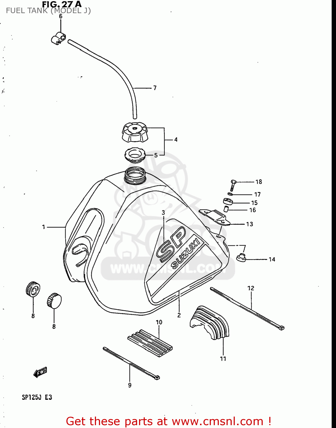 FUEL TANK (MODEL J) SP125 1986 (G) USA (E03)