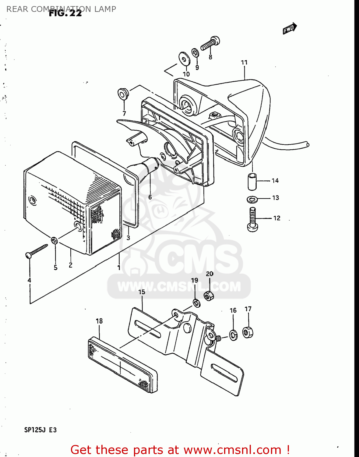 REAR COMBINATION LAMP SP125 1986 (G) USA (E03)