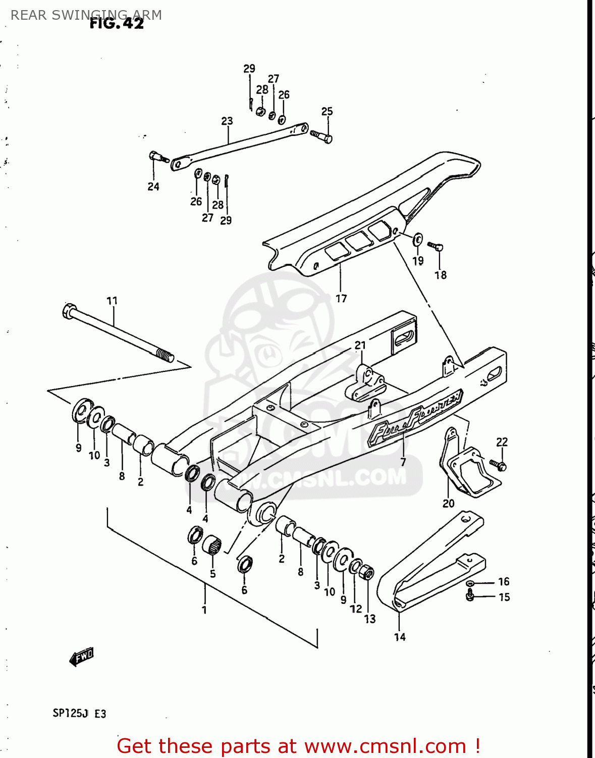 REAR SWINGING ARM SP125 1986 (G) USA (E03)