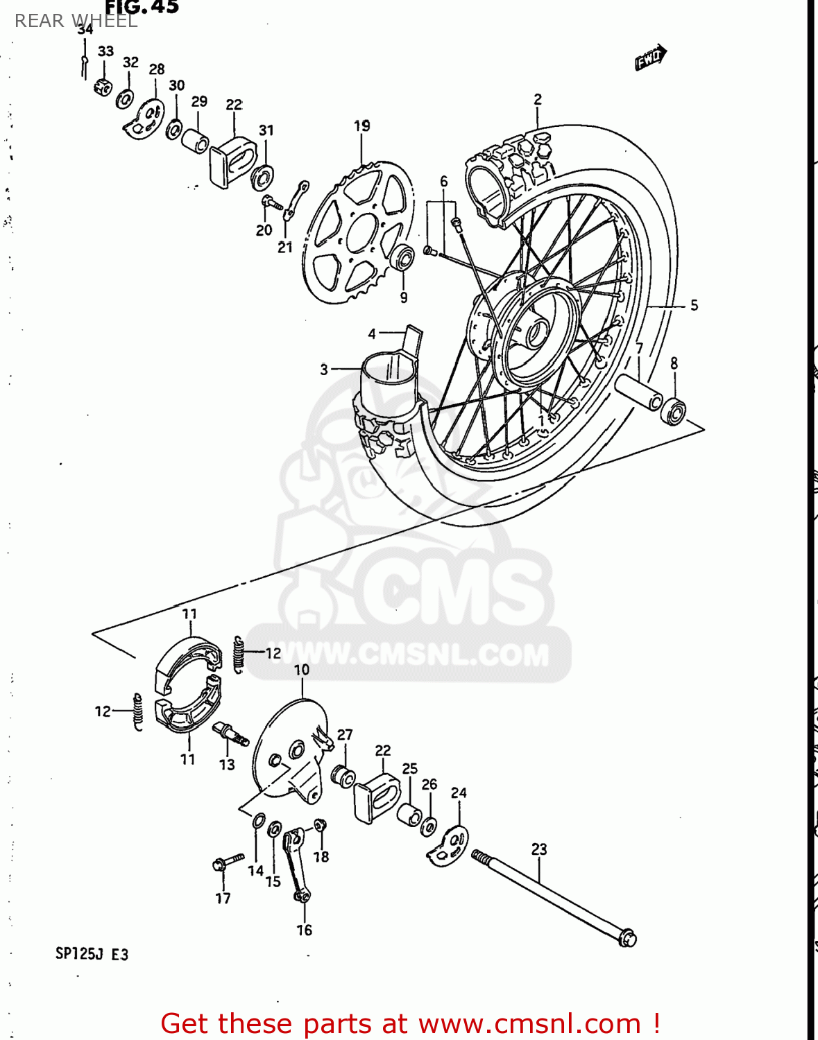 REAR WHEEL SP125 1986 (G) USA (E03)