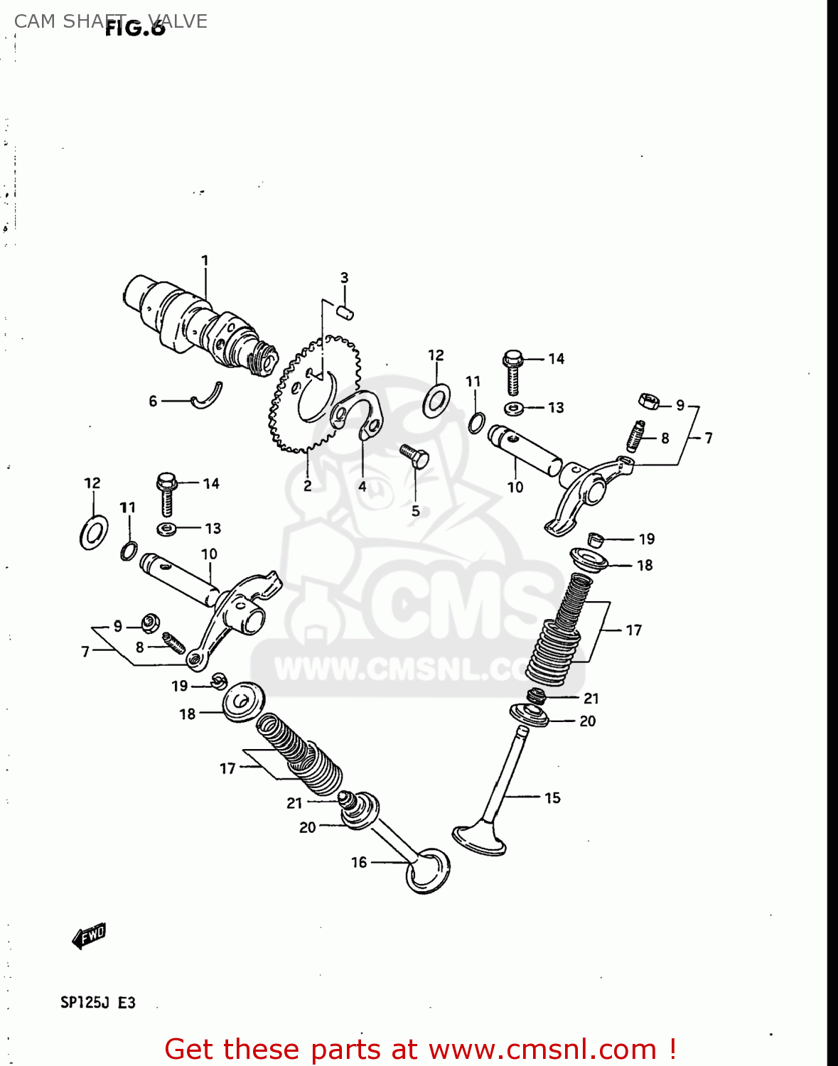 CAM SHAFT - VALVE SP125 1987 (H) USA (E03)