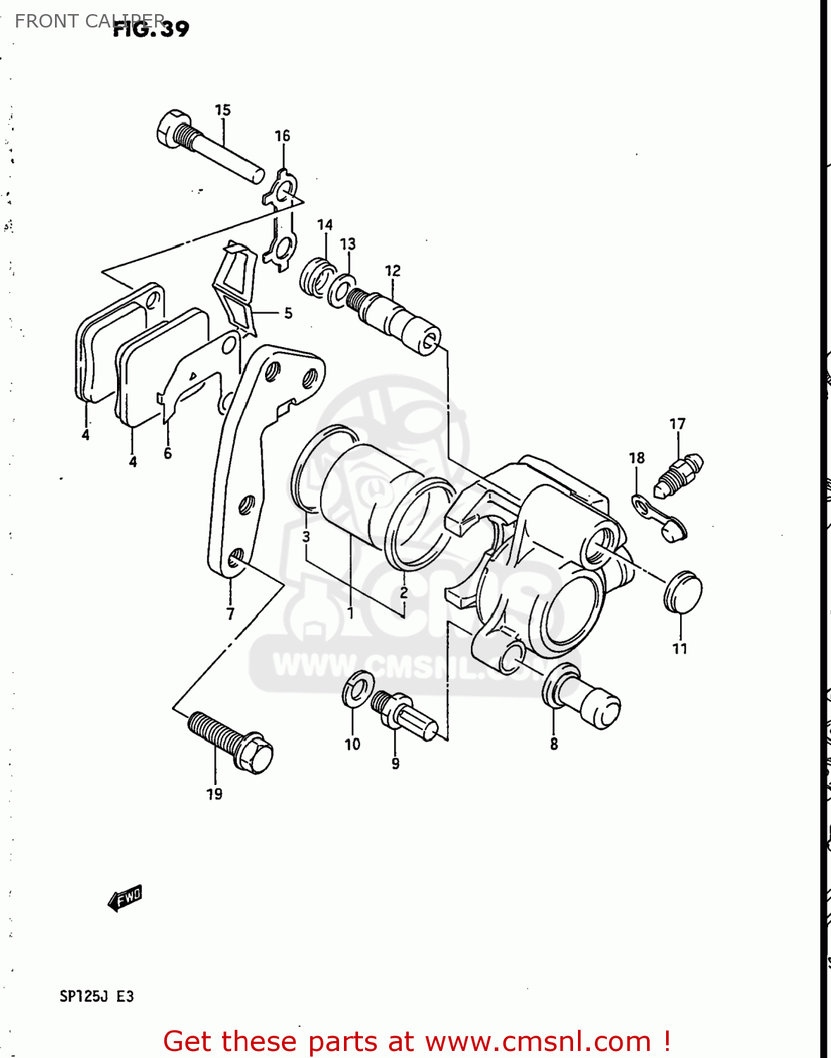 FRONT CALIPER SP125 1988 (J) USA (E03)