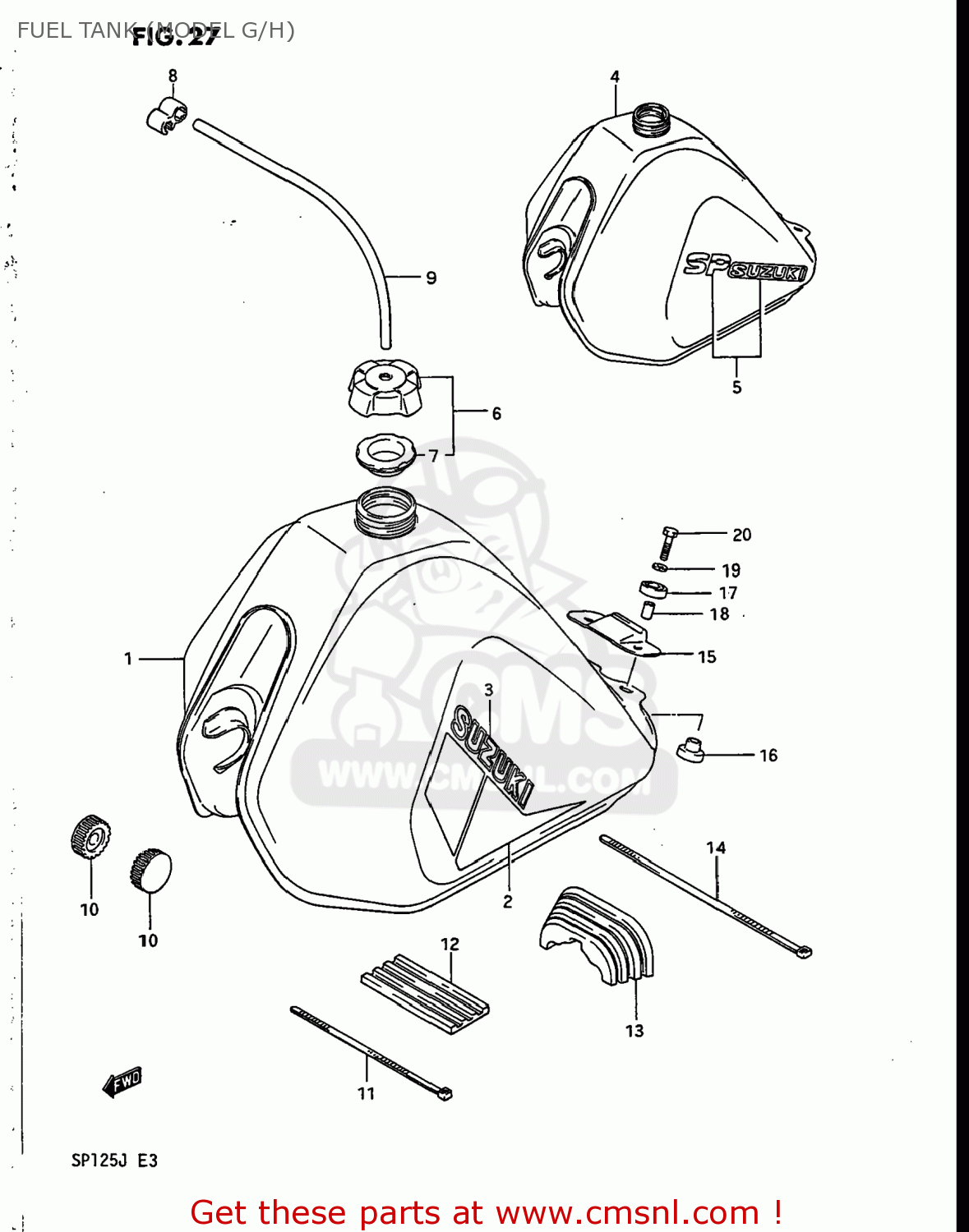 FUEL TANK (MODEL G/H) SP125 1988 (J) USA (E03)