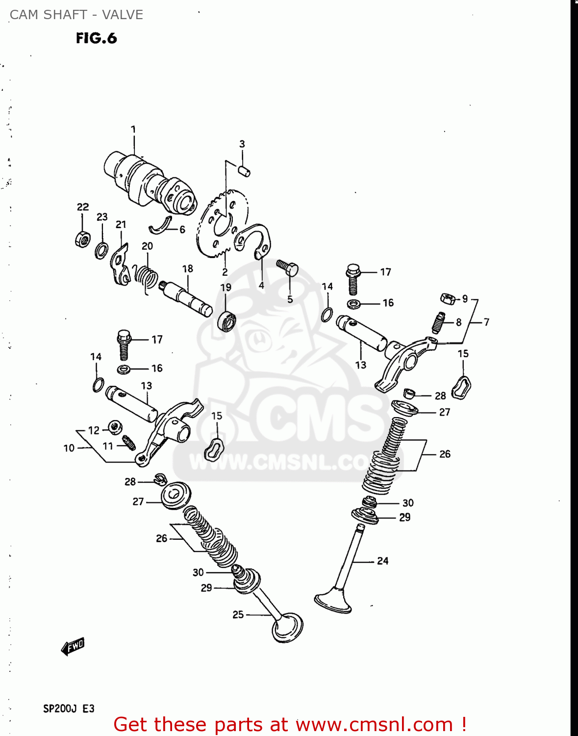 CAM SHAFT - VALVE SP200 1986 (G) USA (E03)