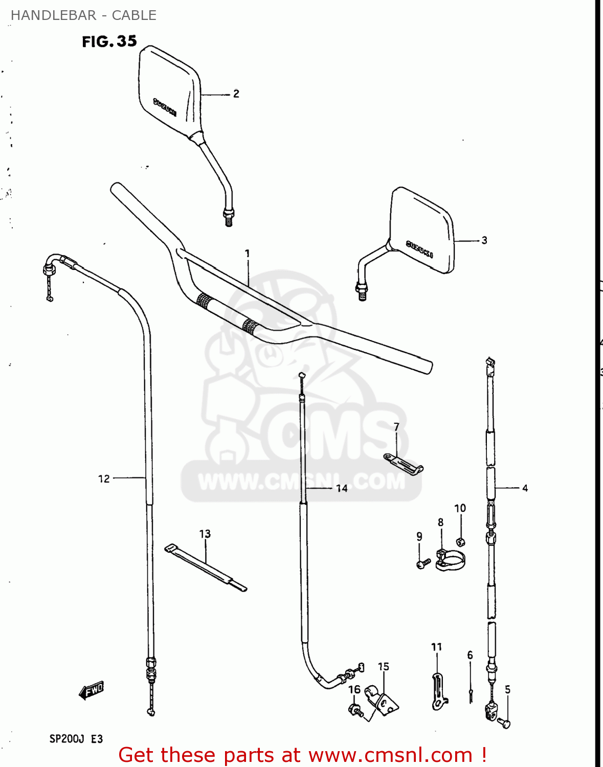 HANDLEBAR - CABLE SP200 1986 (G) USA (E03)