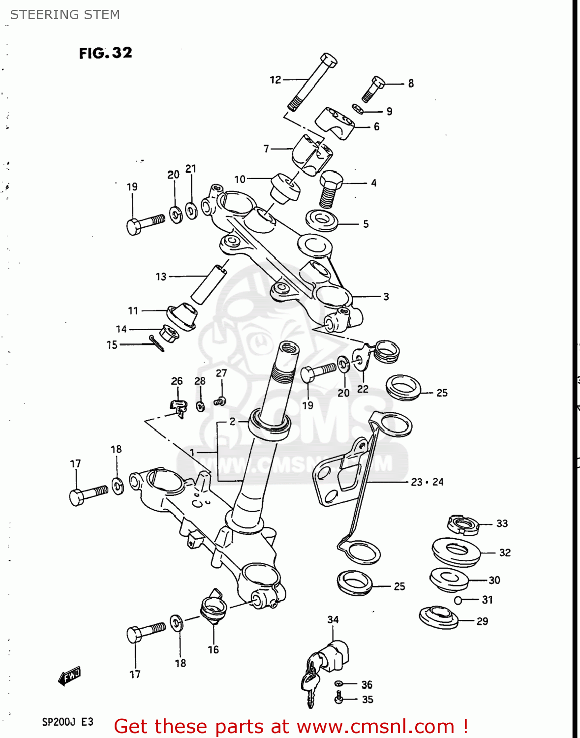 STEERING STEM SP200 1986 (G) USA (E03)