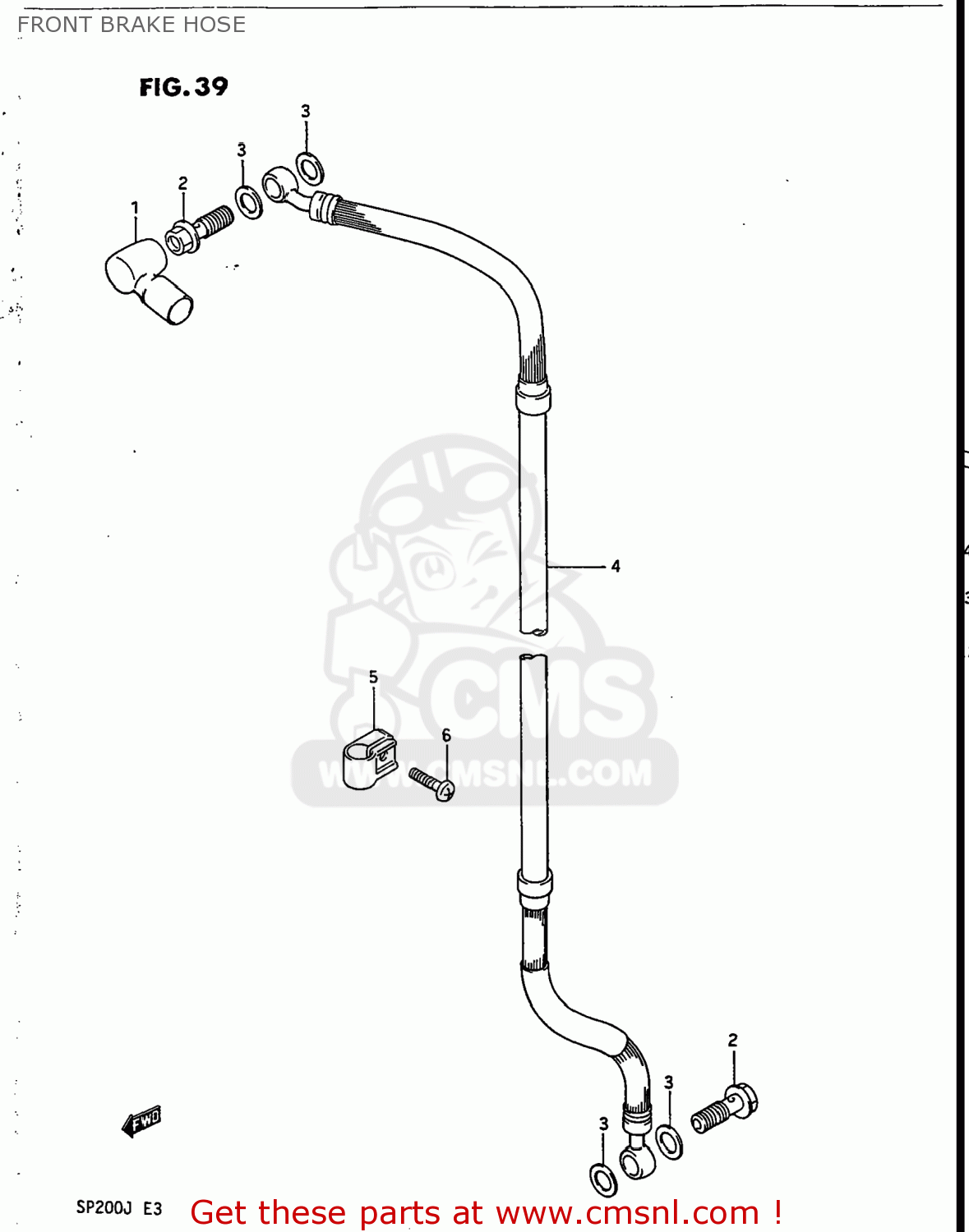 FRONT BRAKE HOSE SP200 1987 (H) USA (E03)