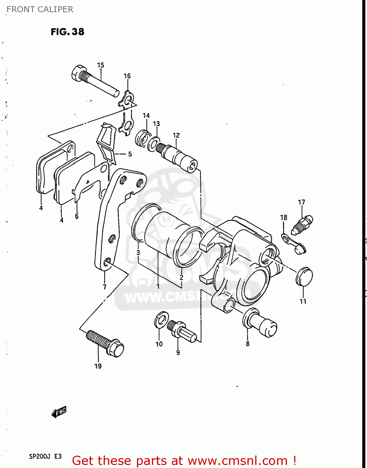 FRONT CALIPER SP200 1987 (H) USA (E03)
