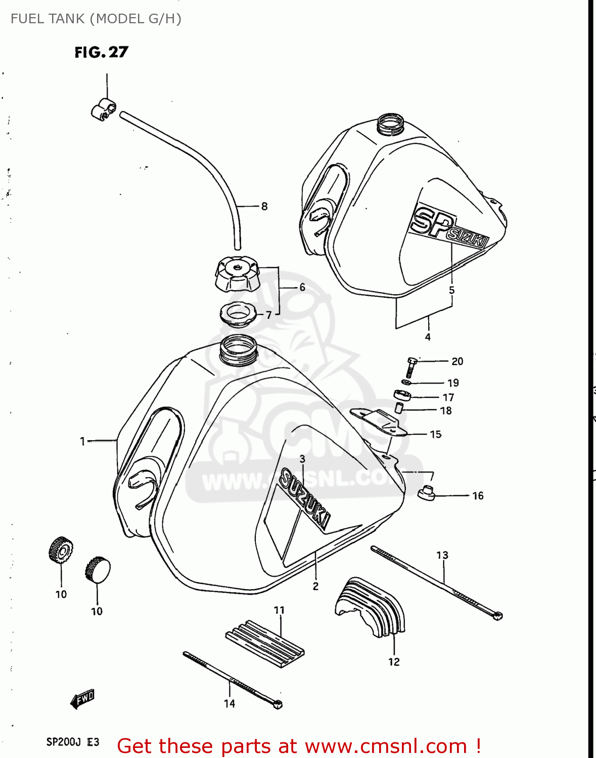 FUEL TANK (MODEL G/H) SP200 1987 (H) USA (E03)