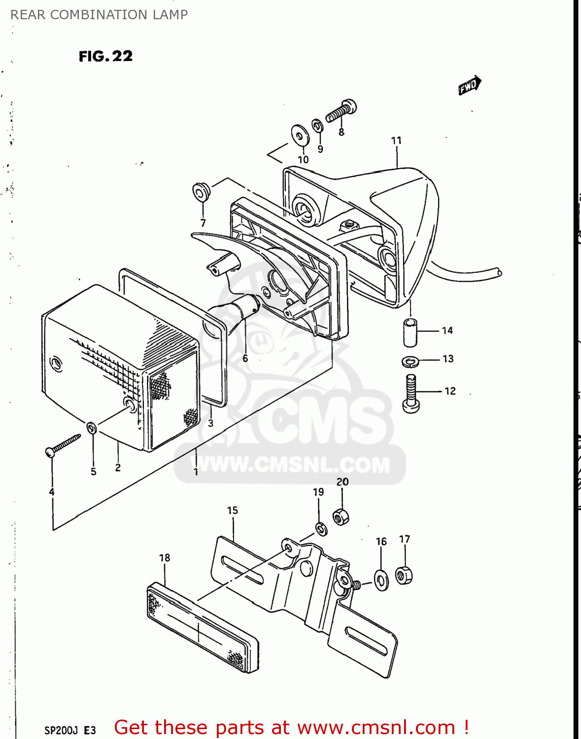 REAR COMBINATION LAMP SP200 1987 (H) USA (E03)