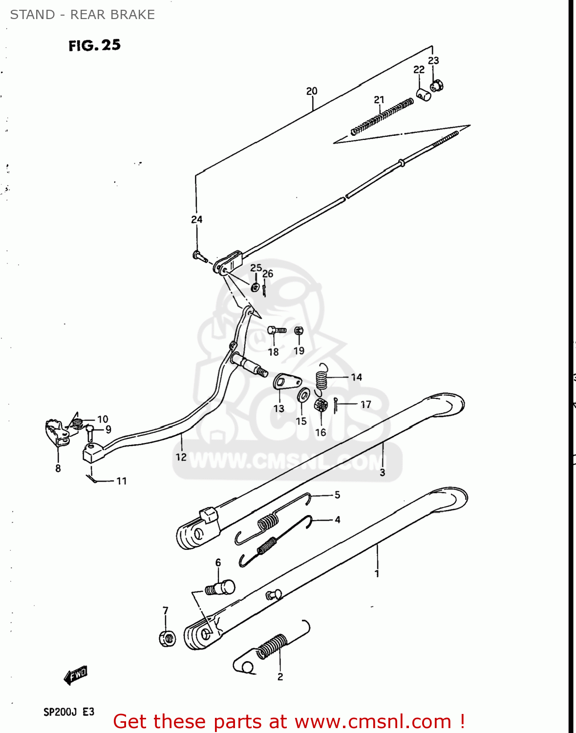 STAND - REAR BRAKE SP200 1987 (H) USA (E03)