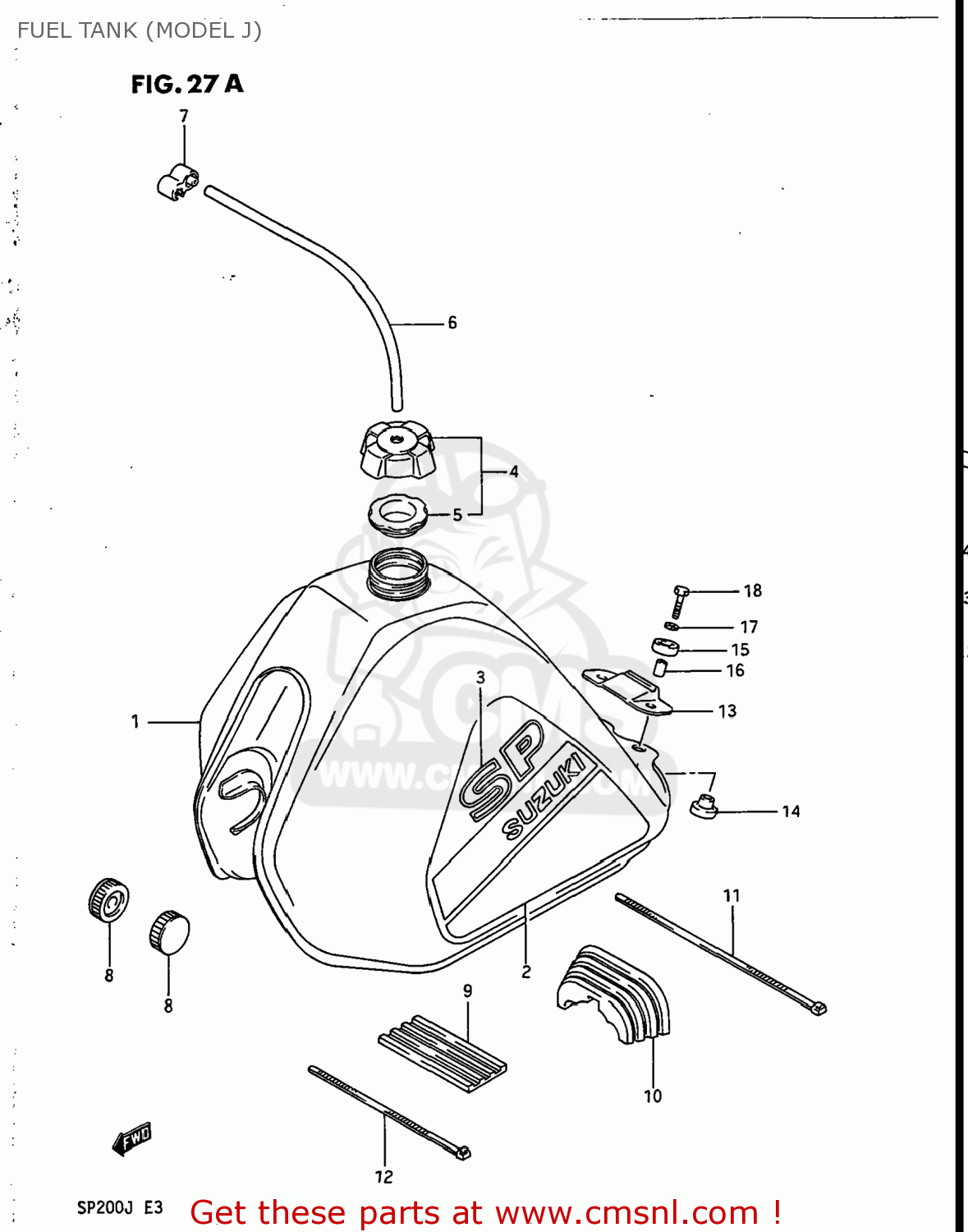 FUEL TANK (MODEL J) SP200 1988 (J) USA (E03)