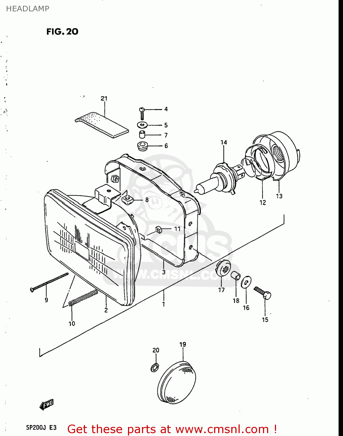 HEADLAMP SP200 1988 (J) USA (E03)