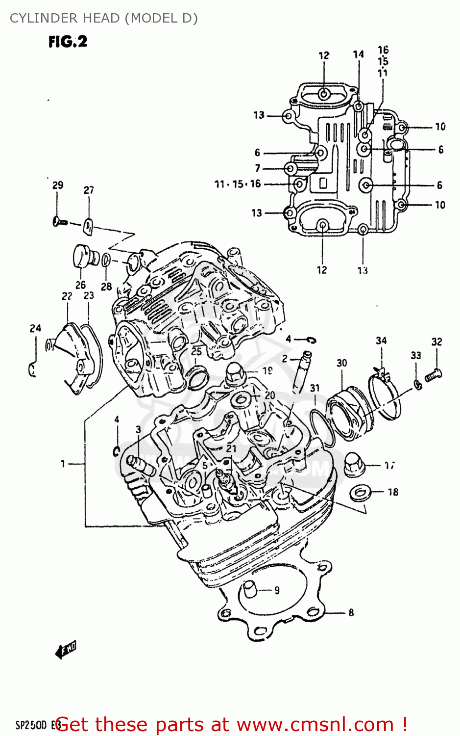 CYLINDER HEAD (MODEL D) SP250 1982 (Z) USA (E03)