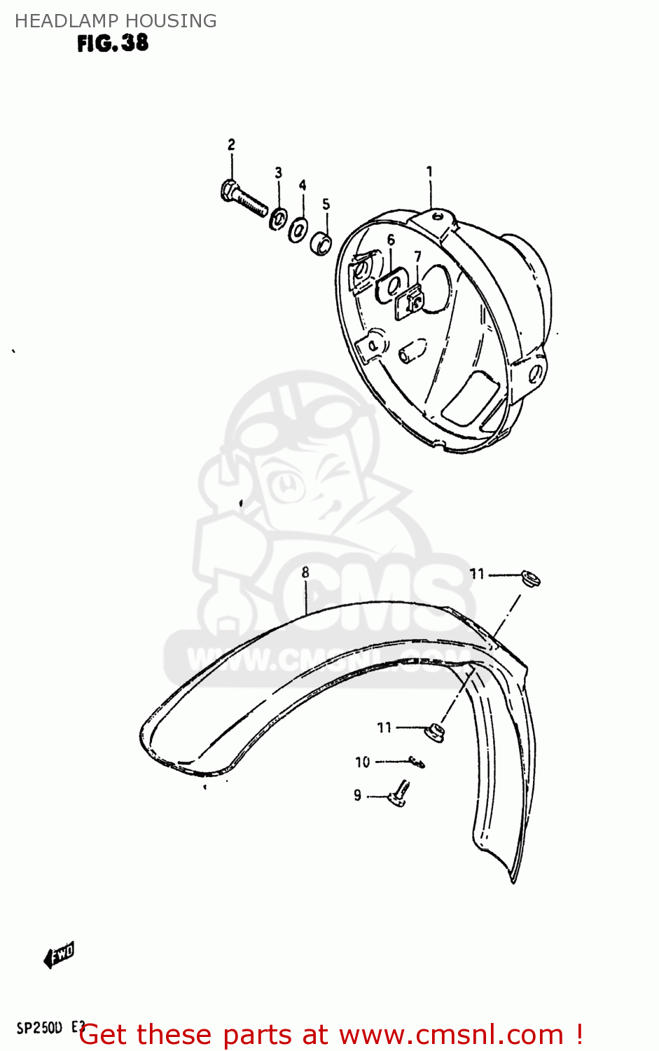HEADLAMP HOUSING SP250 1982 (Z) USA (E03)