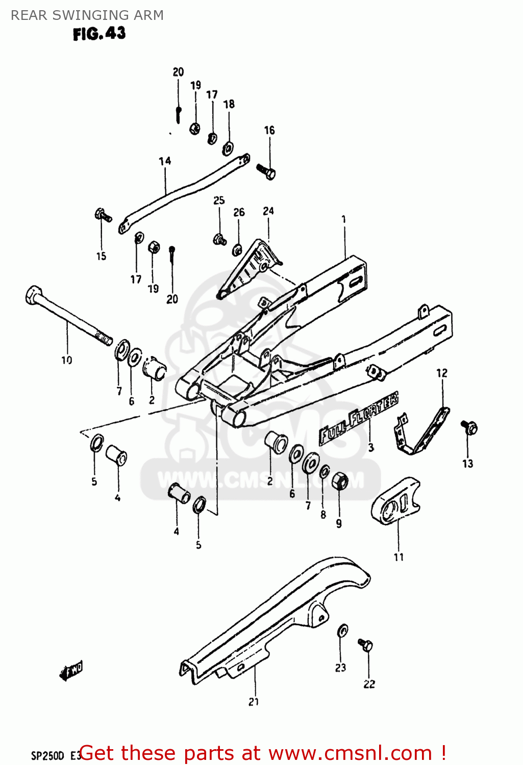 REAR SWINGING ARM SP250 1982 (Z) USA (E03)