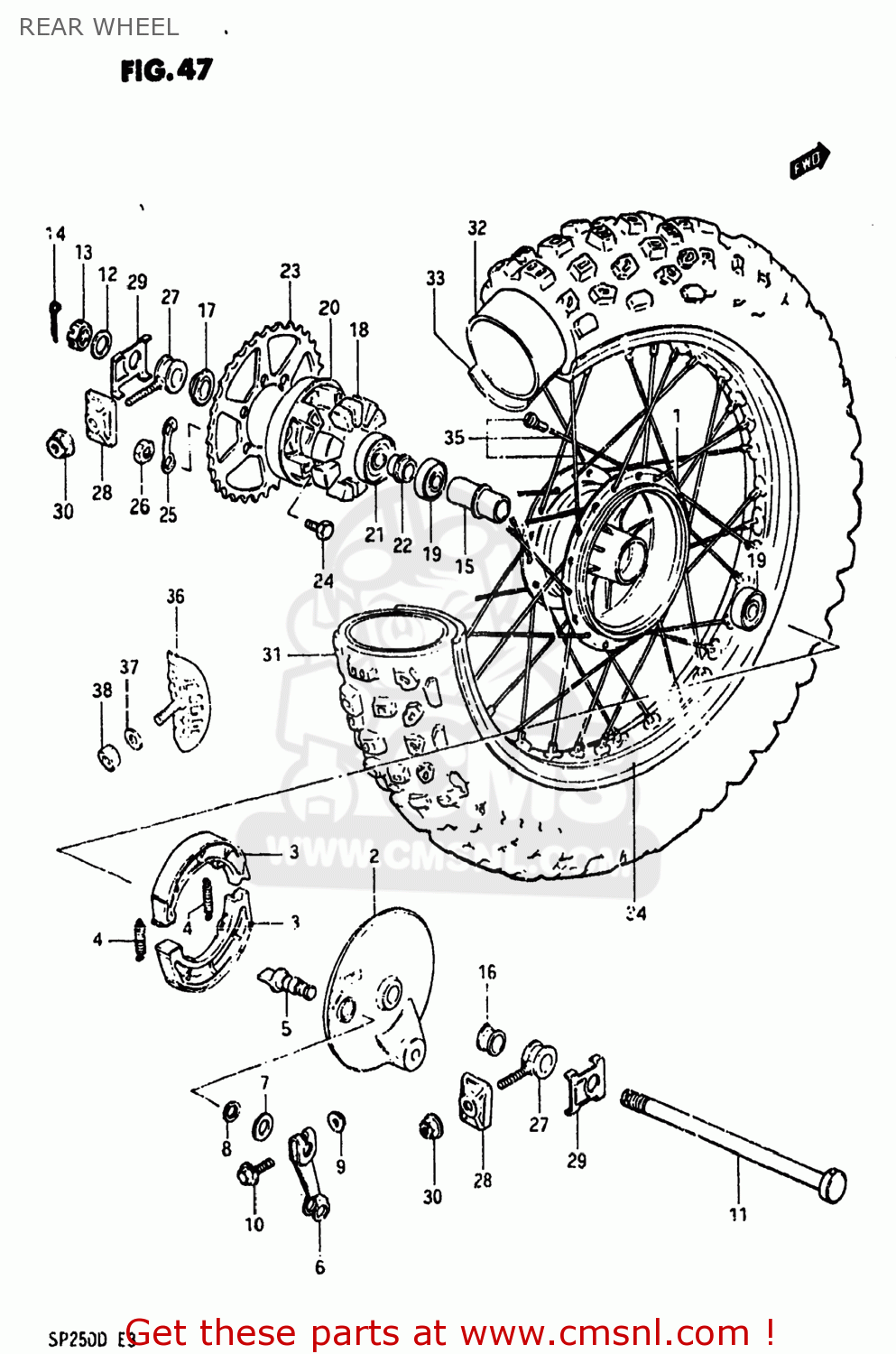 REAR WHEEL SP250 1982 (Z) USA (E03)