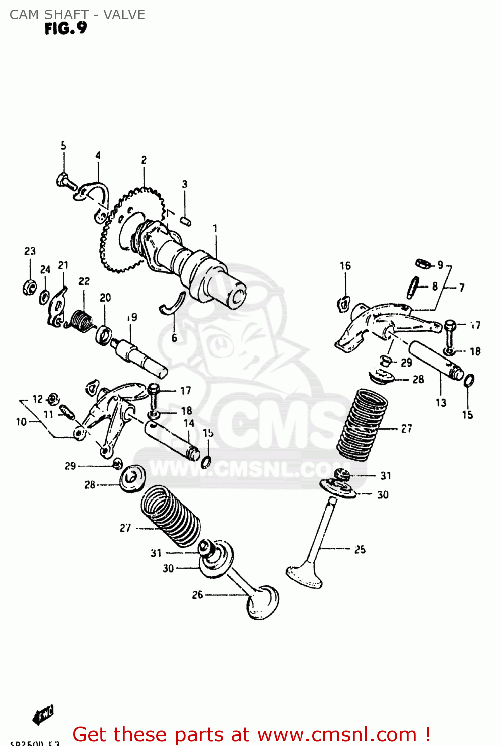 CAM SHAFT - VALVE SP250 1983 (D) USA (E03)