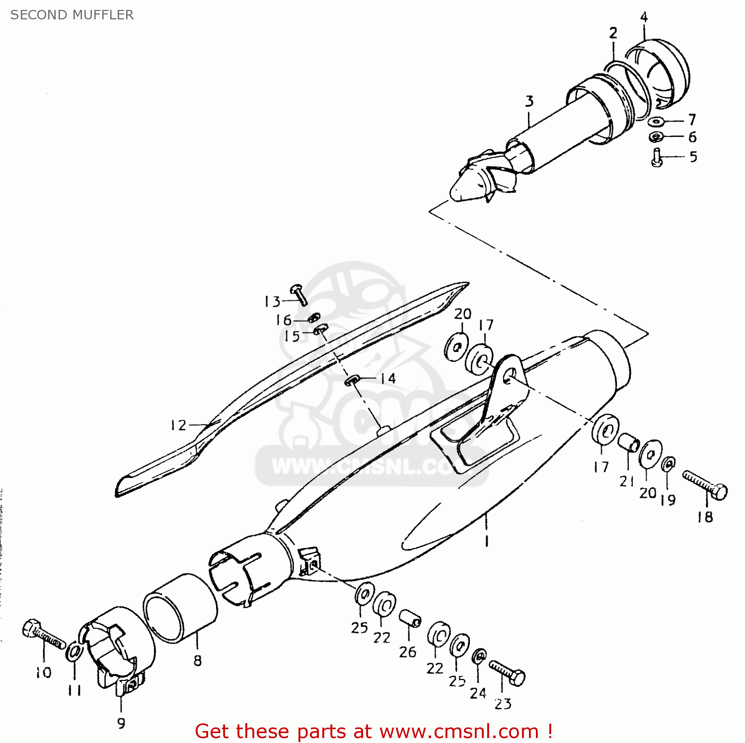 SECOND MUFFLER SP400 1980 (T) (01 02 04 E06 E15 E16 E17 E21 E24 E25 E30 E34 E39