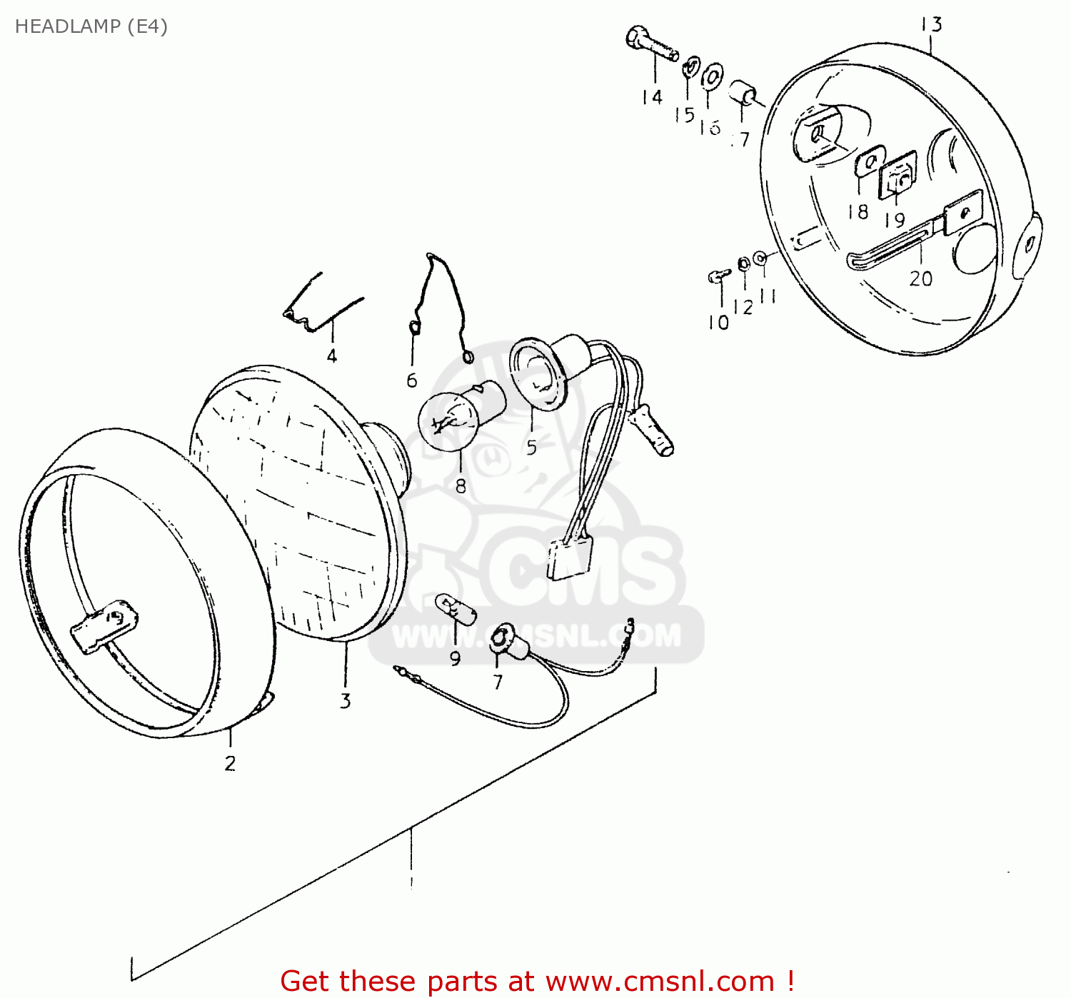 HEADLAMP (E4) SP400 1980 (T) (01 02 04 E06 E15 E16 E17 E21 E24 E25 E30 E34 E39