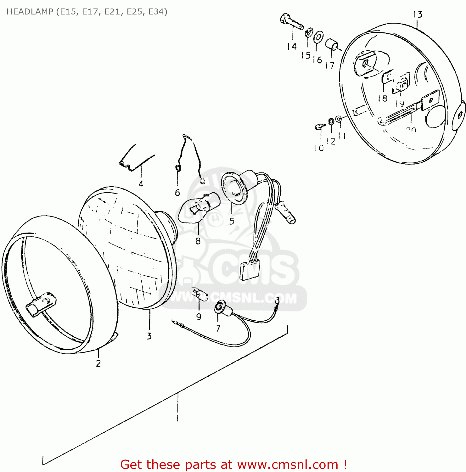 HEADLAMP (E15, E17, E21, E25, E34) SP400 1980 (T) (01 02 04 E06 E15 E16 E17 E21 E24 E25 E30 E34 E39