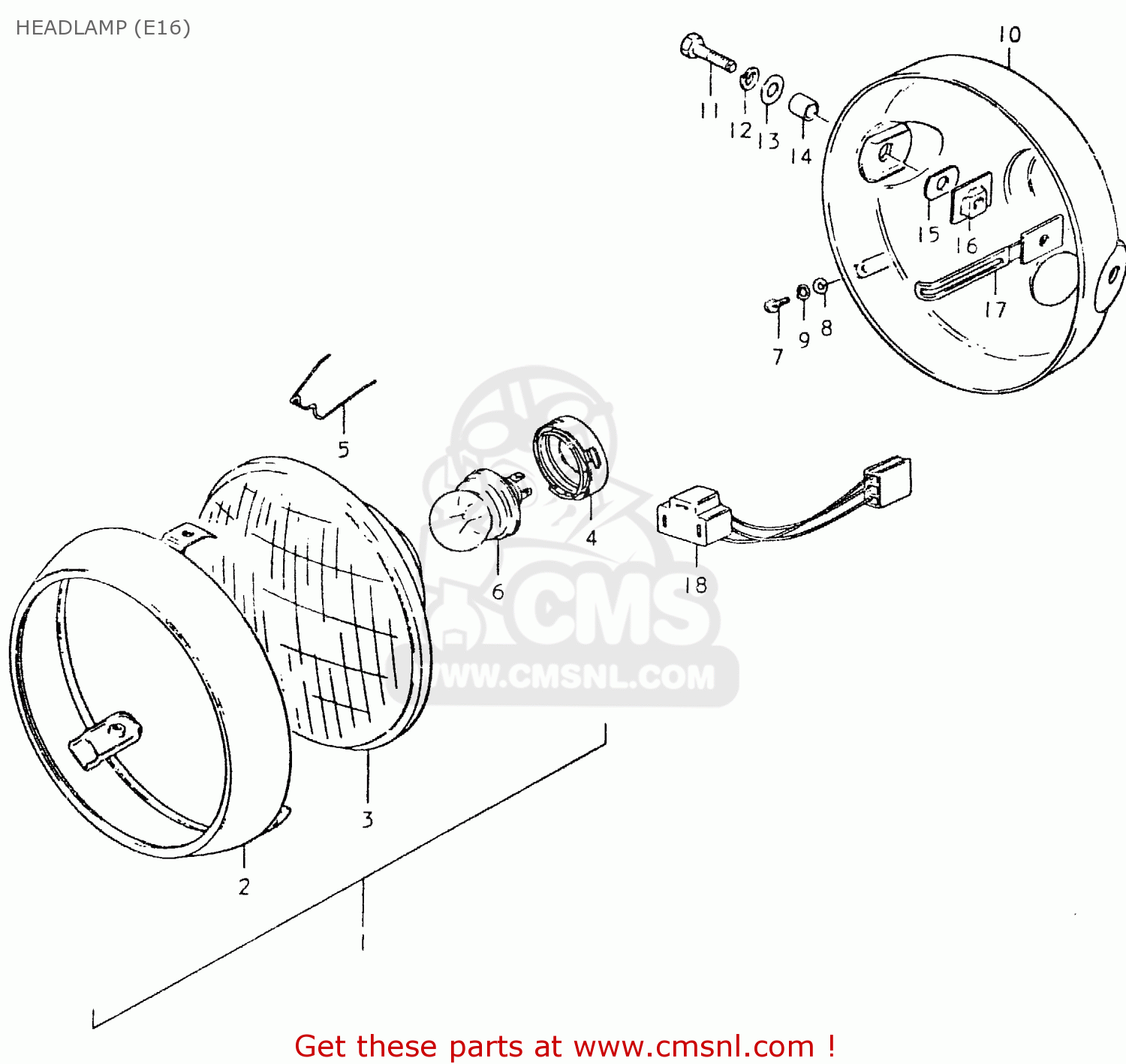HEADLAMP (E16) SP400 1980 (T) (01 02 04 E06 E15 E16 E17 E21 E24 E25 E30 E34 E39