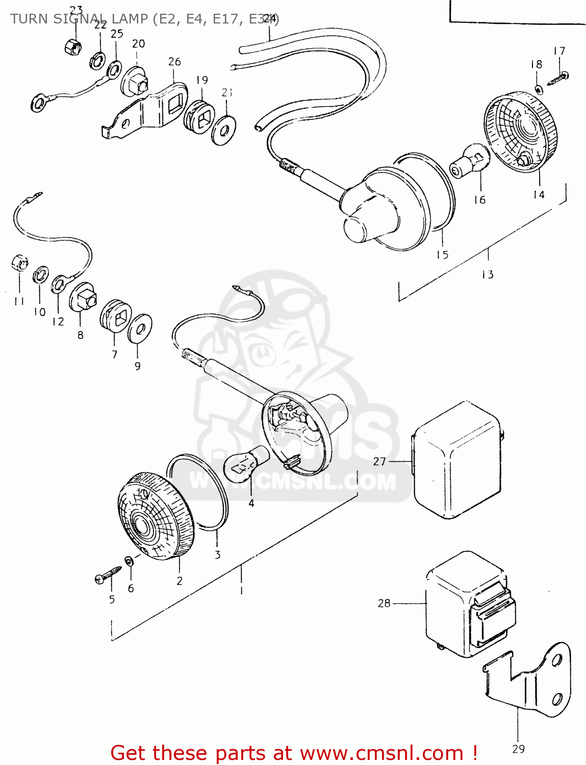 TURN SIGNAL LAMP (E2, E4, E17, E34) SP400 1980 (T) (01 02 04 E06 E15 E16 E17 E21 E24 E25 E30 E34 E39
