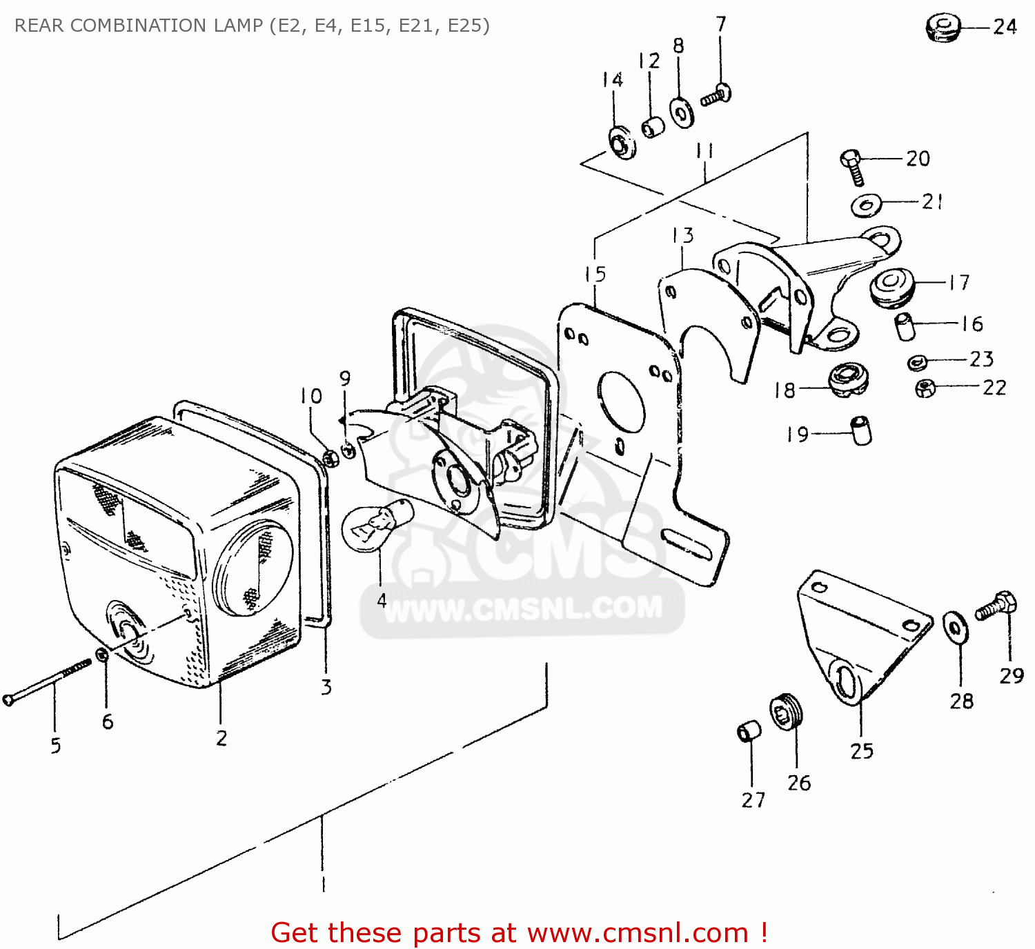 REAR COMBINATION LAMP (E2, E4, E15, E21, E25) SP400 1980 (T) (01 02 04 E06 E15 E16 E17 E21 E24 E25 E30 E34 E39