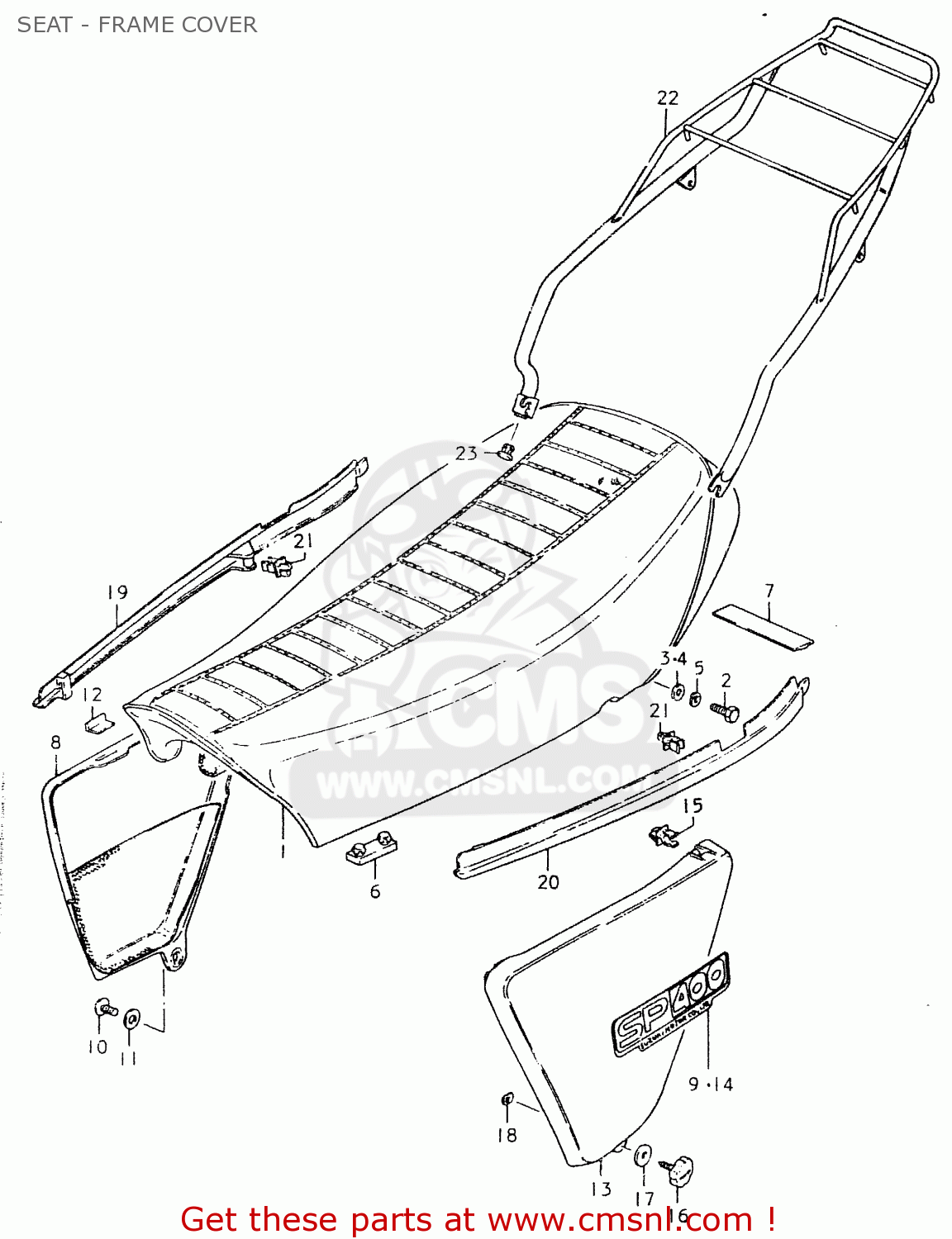 SEAT - FRAME COVER SP400 1980 (T) (01 02 04 E06 E15 E16 E17 E21 E24 E25 E30 E34 E39