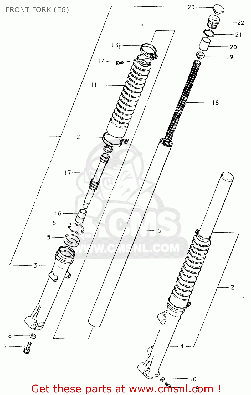 FRONT FORK (E6) SP400 1980 (T) (01 02 04 E06 E15 E16 E17 E21 E24 E25 E30 E34 E39