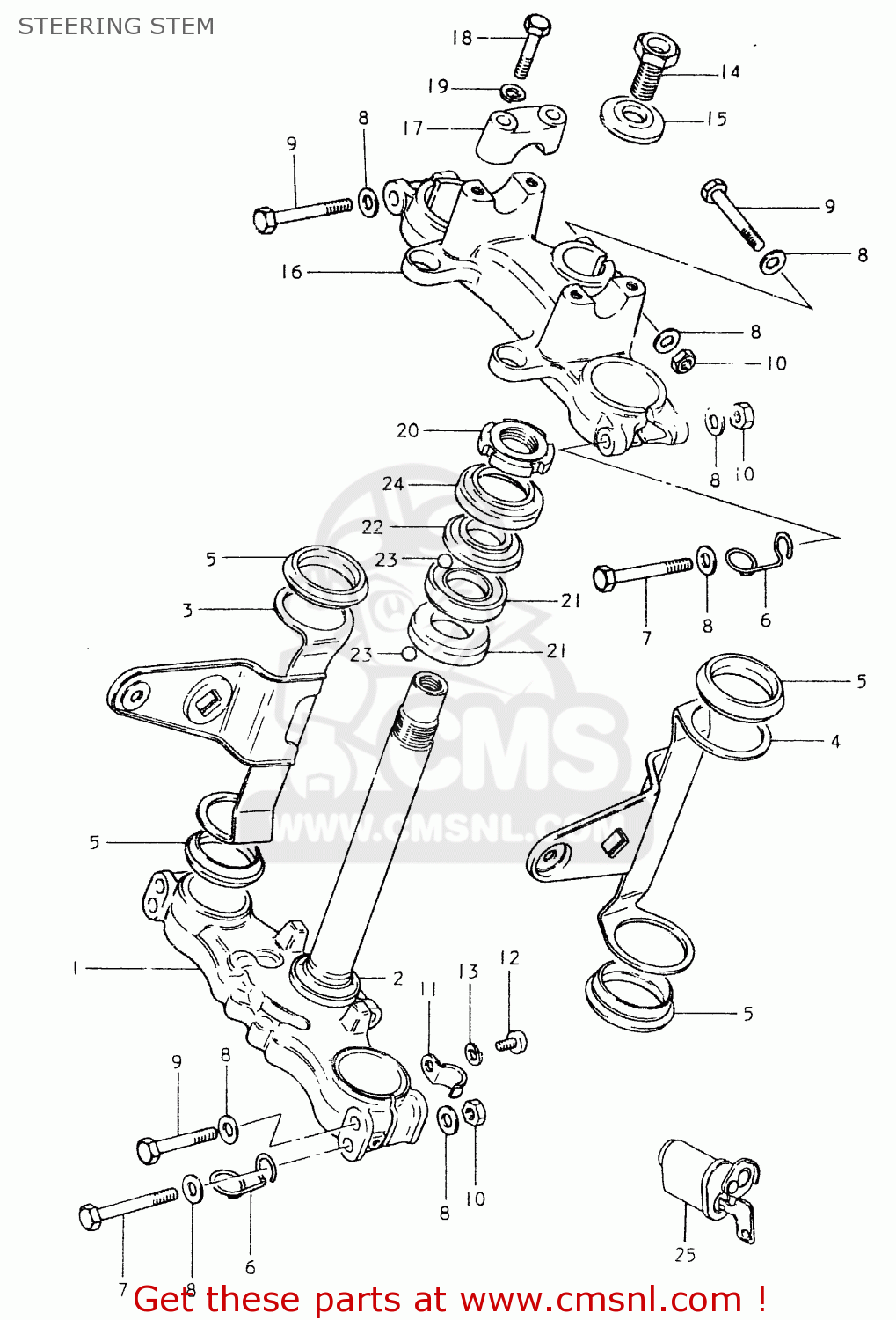 STEERING STEM SP400 1980 (T) (01 02 04 E06 E15 E16 E17 E21 E24 E25 E30 E34 E39