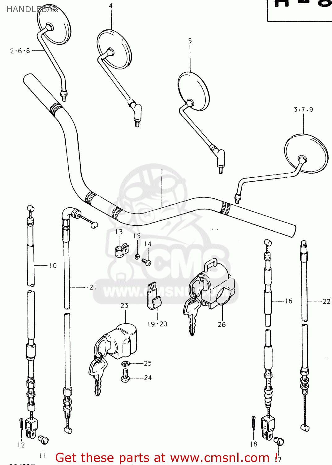 HANDLEBAR SP400 1980 (T) (01 02 04 E06 E15 E16 E17 E21 E24 E25 E30 E34 E39