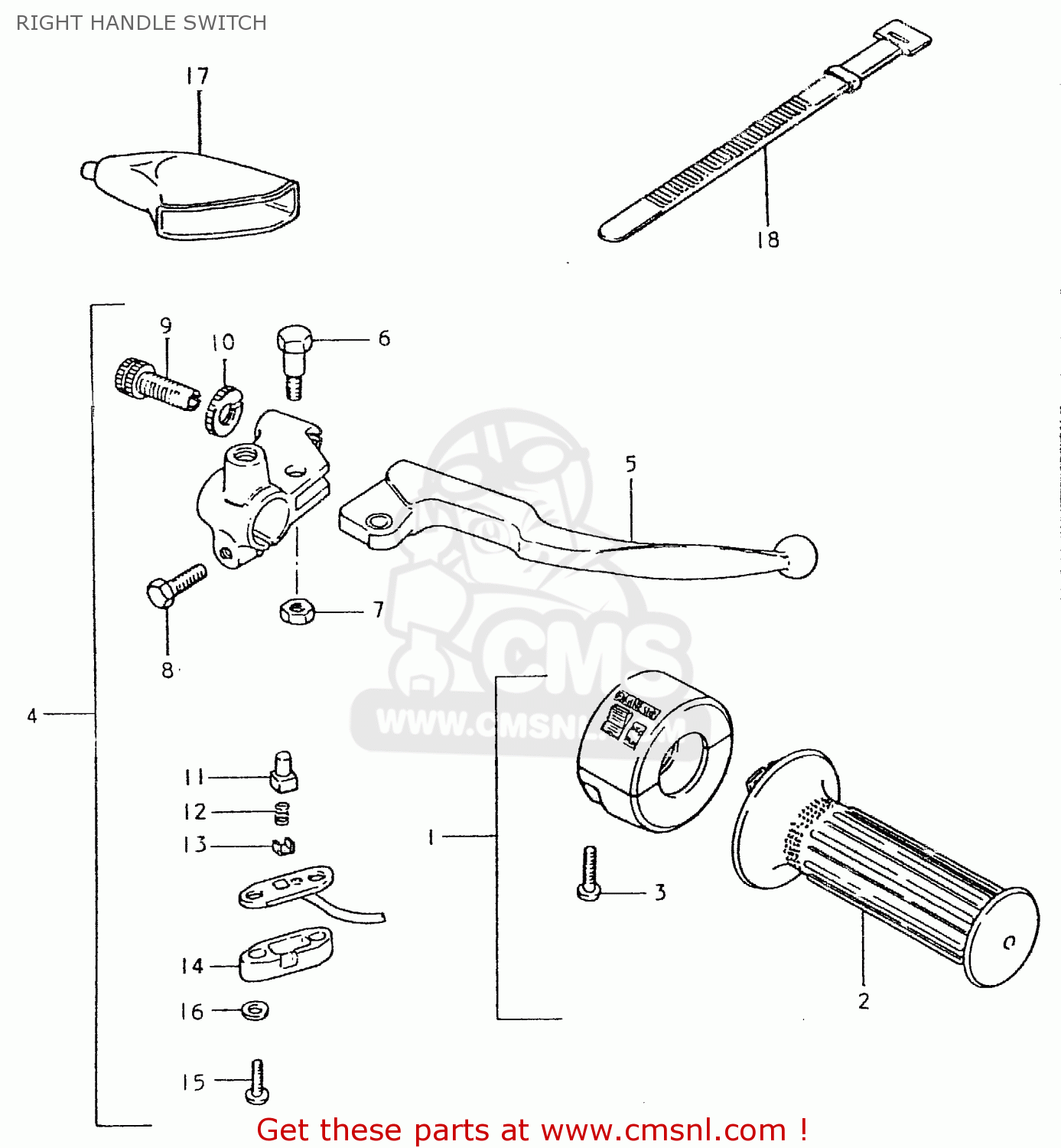 RIGHT HANDLE SWITCH SP400 1980 (T) (01 02 04 E06 E15 E16 E17 E21 E24 E25 E30 E34 E39