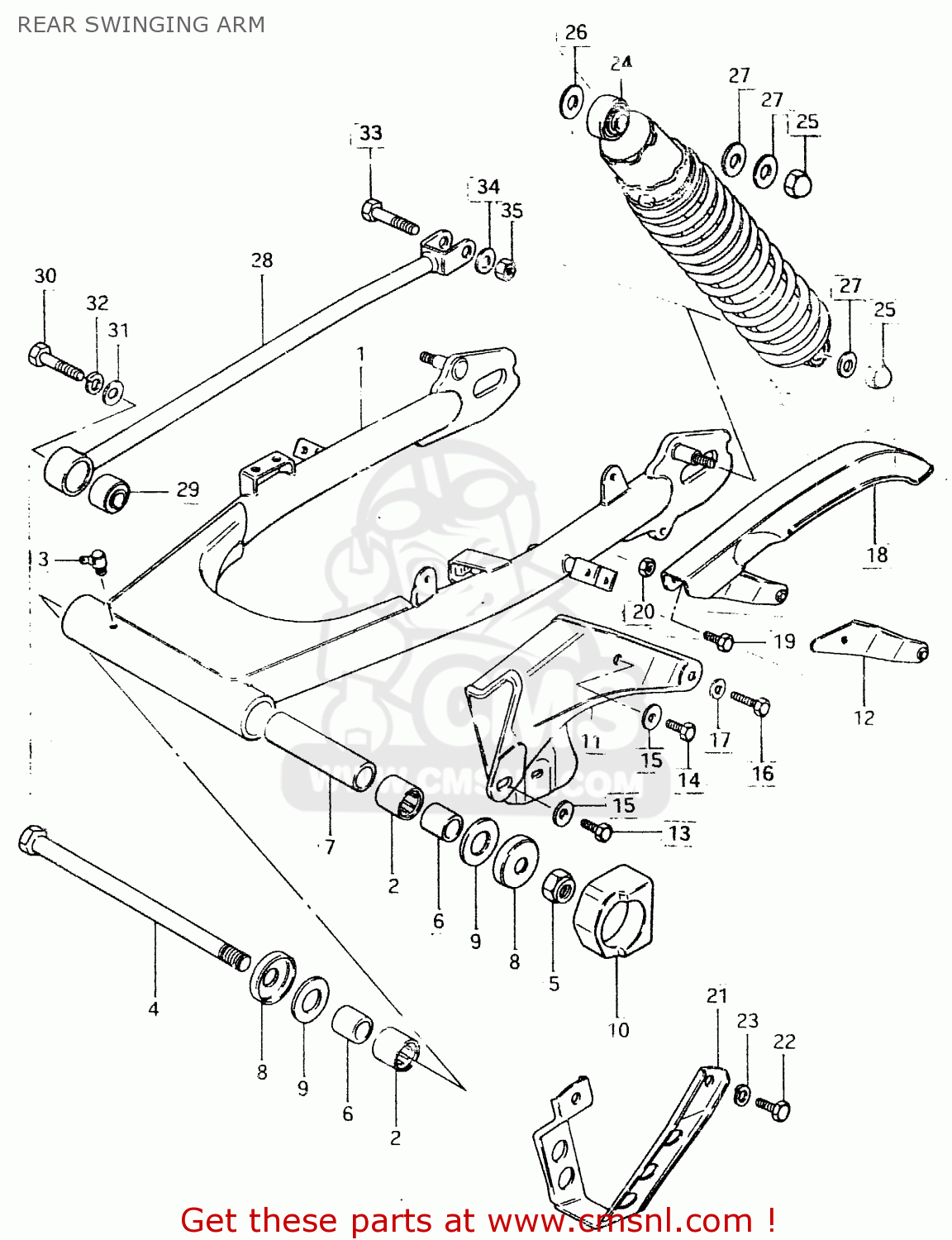 REAR SWINGING ARM SP400 1980 (T) (01 02 04 E06 E15 E16 E17 E21 E24 E25 E30 E34 E39