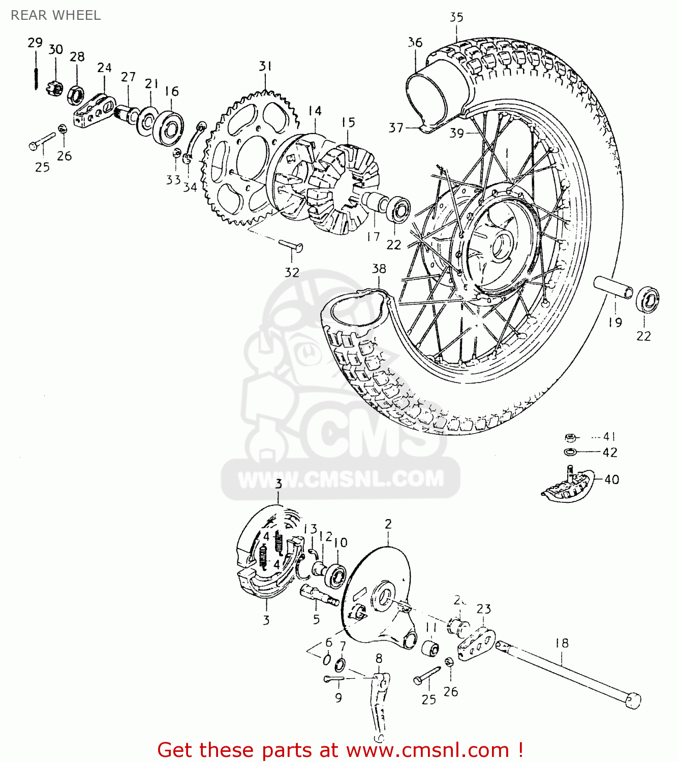 REAR WHEEL SP400 1980 (T) (01 02 04 E06 E15 E16 E17 E21 E24 E25 E30 E34 E39