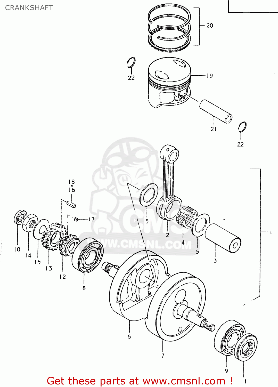 CRANKSHAFT SP400 1980 (T) (01 02 04 E06 E15 E16 E17 E21 E24 E25 E30 E34 E39
