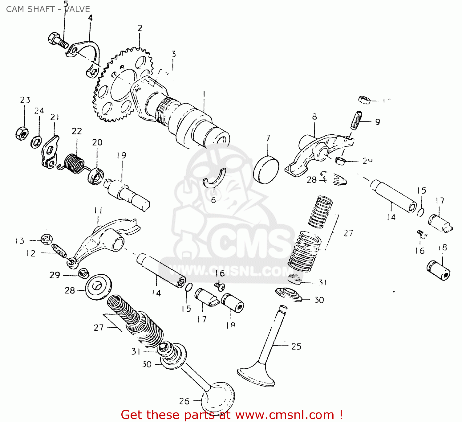 CAM SHAFT - VALVE SP400 1980 (T) (01 02 04 E06 E15 E16 E17 E21 E24 E25 E30 E34 E39