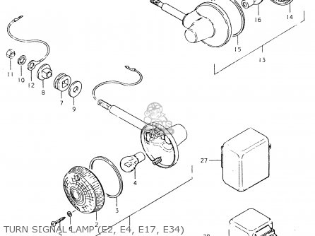 TURN SIGNAL LAMP (E2, E4, E17, E34) - SP400 1980 (T) (01 02 04 E06 E15 E16 E17 E21 E24 E25 E30 E34 E39