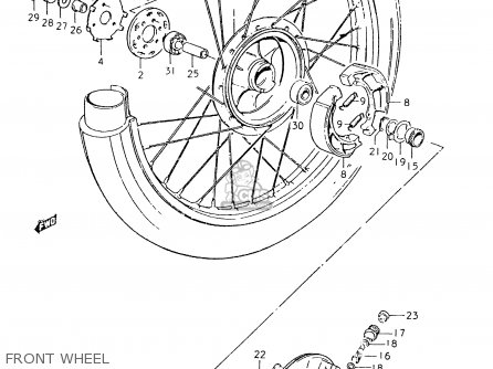 FRONT WHEEL - SP400 1980 (T) (01 02 04 E06 E15 E16 E17 E21 E24 E25 E30 E34 E39
