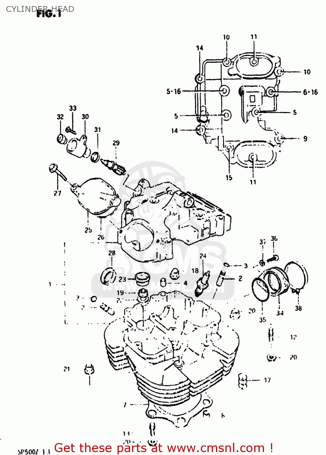CYLINDER HEAD SP500 1981 (X) USA (E03)