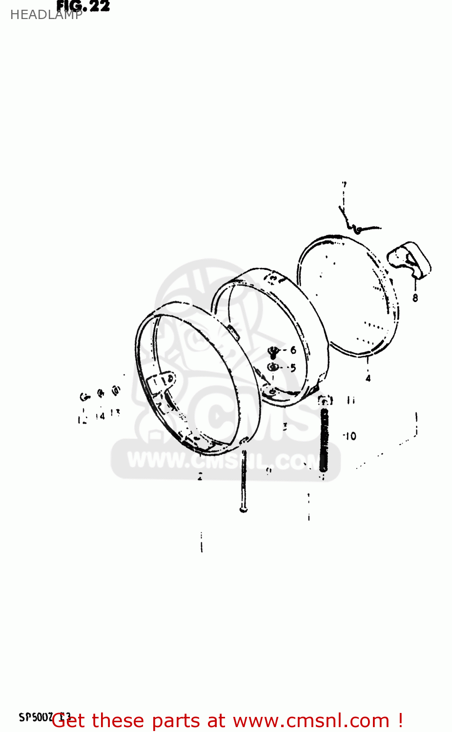 HEADLAMP SP500 1981 (X) USA (E03)