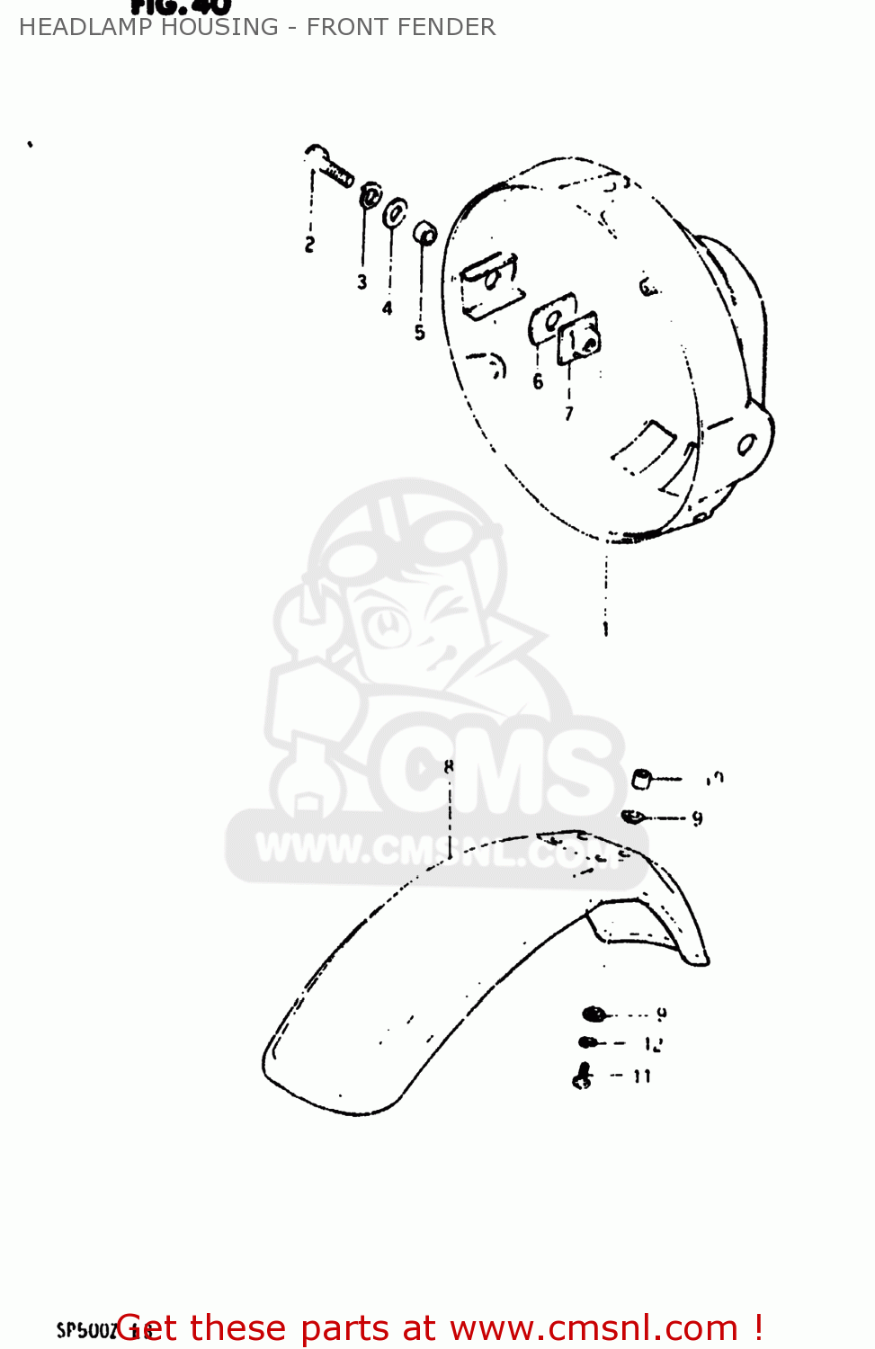 HEADLAMP HOUSING - FRONT FENDER SP500 1981 (X) USA (E03)