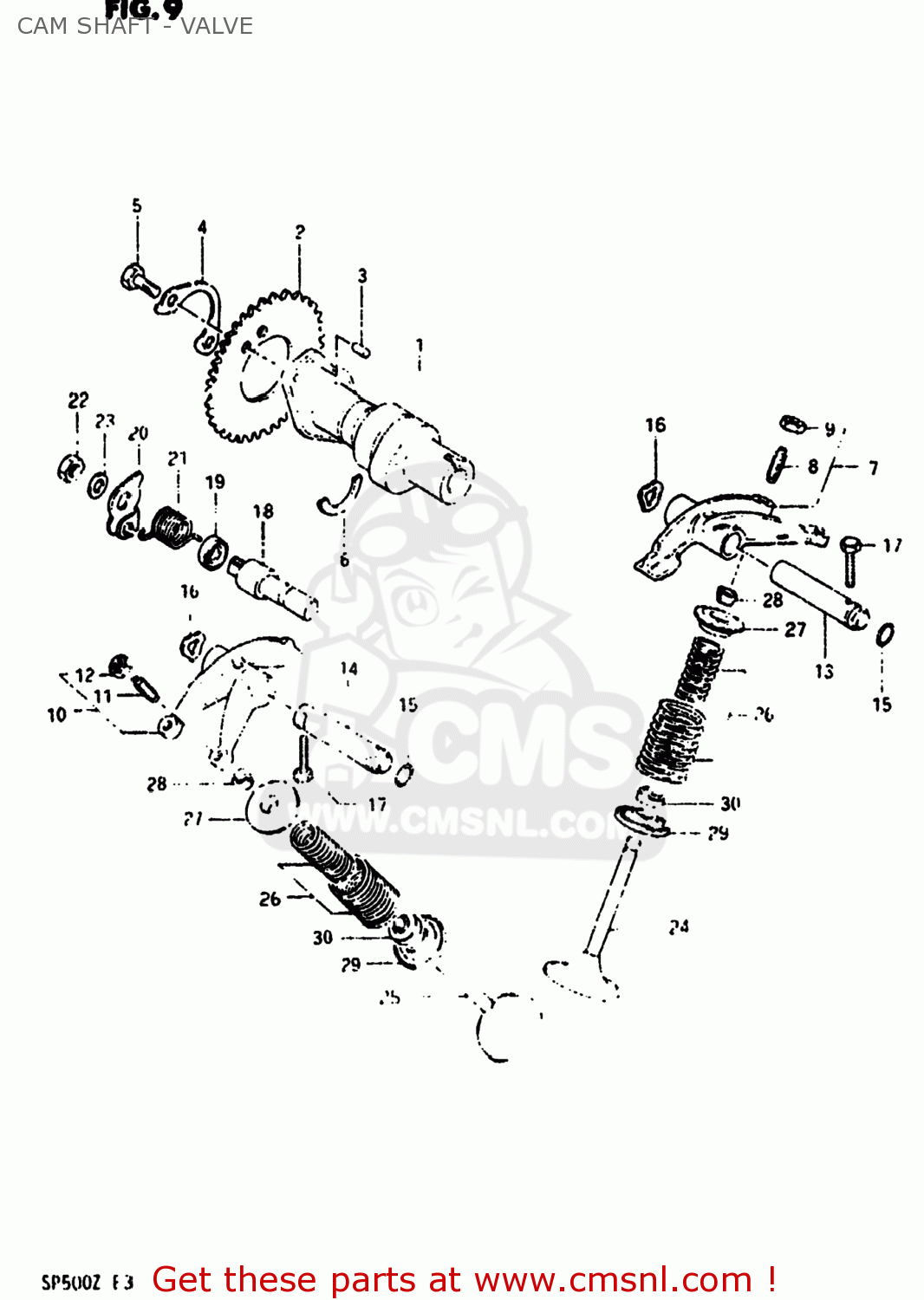 CAM SHAFT - VALVE SP500 1982 (Z) USA (E03)