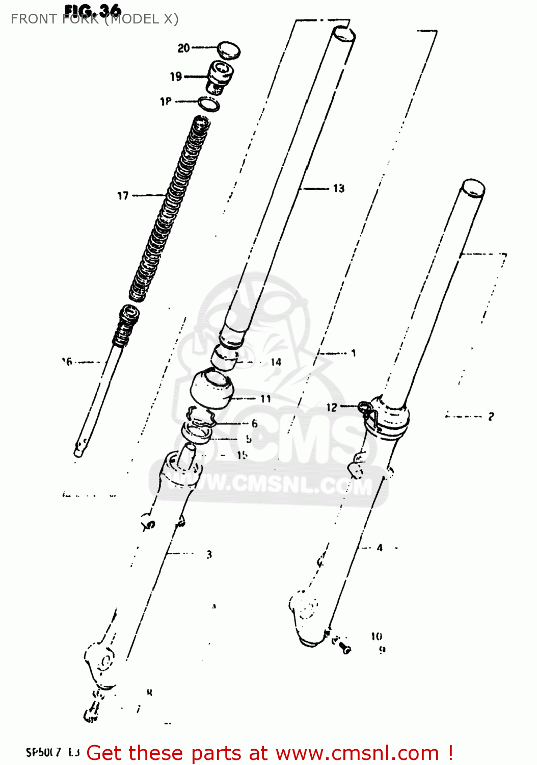 FRONT FORK (MODEL X) SP500 1982 (Z) USA (E03)