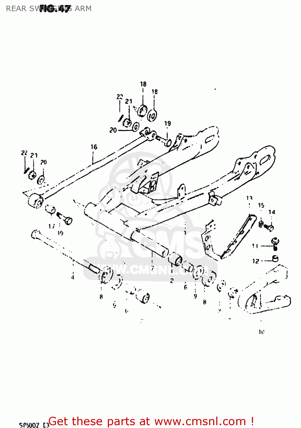 REAR SWINGING ARM SP500 1982 (Z) USA (E03)