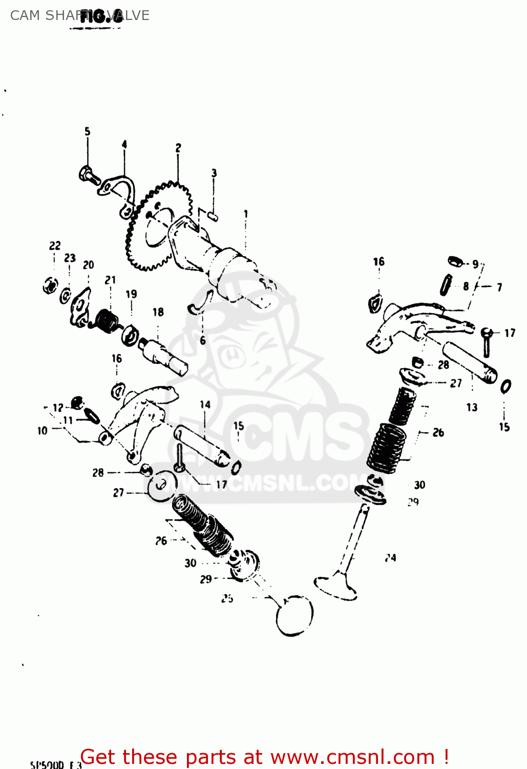 CAM SHAFT - VALVE SP500 1983 (D) USA (E03)