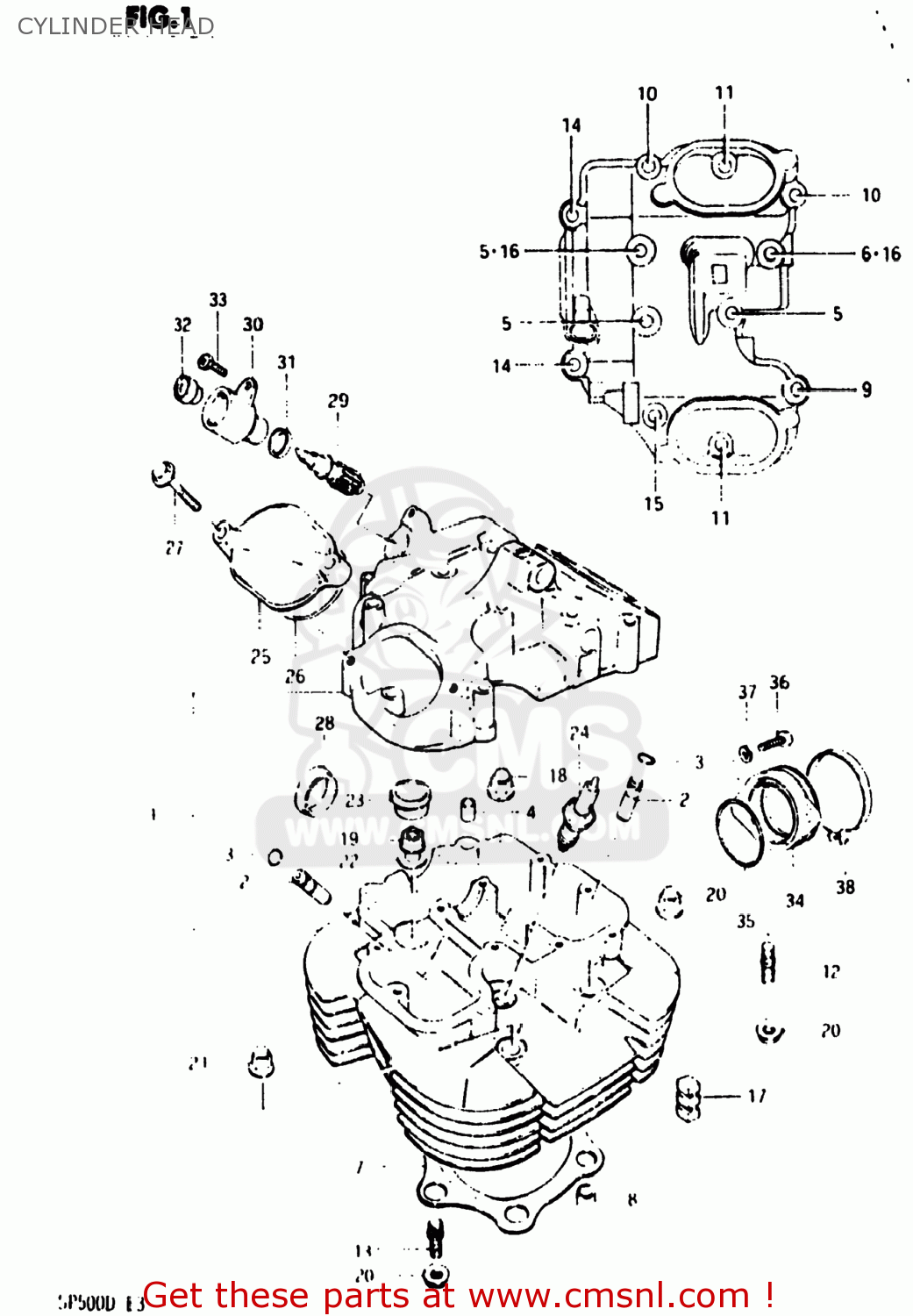 CYLINDER HEAD SP500 1983 (D) USA (E03)
