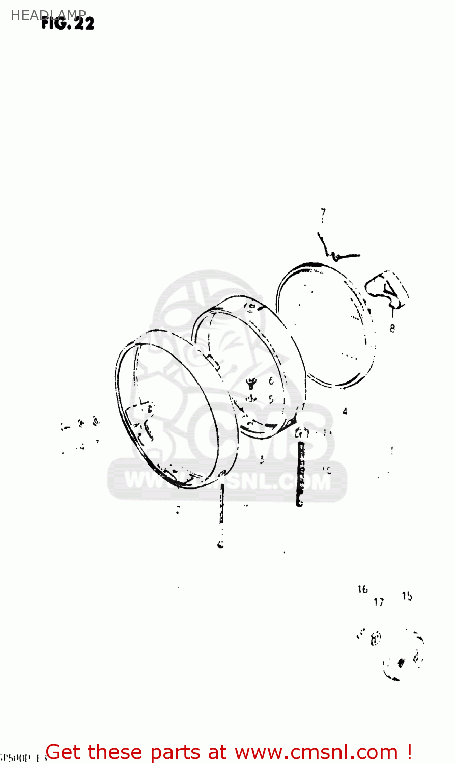 HEADLAMP SP500 1983 (D) USA (E03)