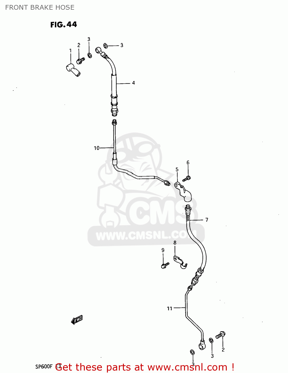 FRONT BRAKE HOSE SP600 1985 (F) USA (E03)