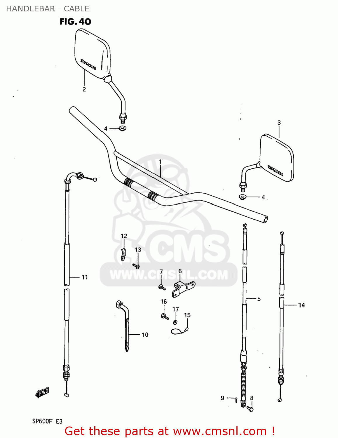 HANDLEBAR - CABLE SP600 1985 (F) USA (E03)